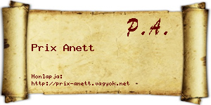 Prix Anett névjegykártya